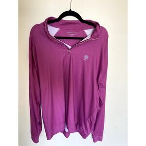 Holderness & Bourne Men's XL Dry Luxe Performance 1/4 Zip Pink and Blue